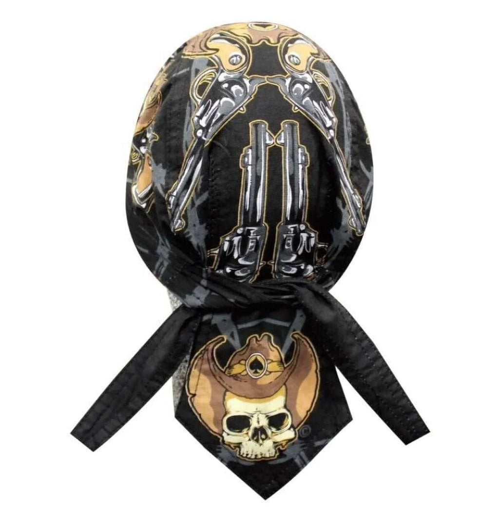 Biker Headwrap Danbanna Deluxe DuRag Cap Doo Rag Bandana Western Desperado Skull