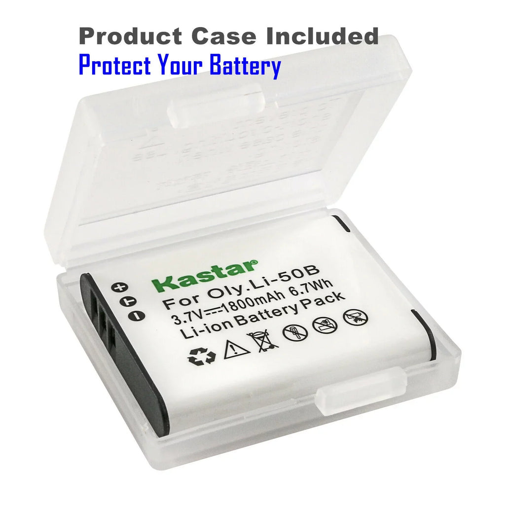 Kastar 4-Pack Li-50B Battery and LCD AC Charger Suitable with Olympus Stylus 9010, SZ-10, SZ-11, SZ-12, SZ-14, SZ-15, SZ-16, SZ-20, SZ-25MR, SZ-30MR, SZ-31MR iHS, Tough TG-610, Tough TG-615 Cameras