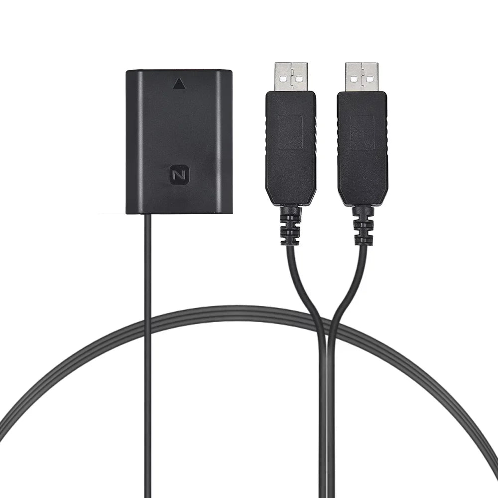 Andoer Adapter,A7III A9 A7RIII Battery A7III A9 Coupler Dual NP-FZ100 Coupler Dummy Battery A7III Dual USB Adapter A9 A7RIII A7SIII Adapter Dummy Battery Dual U-SB Adapter USB Coupler