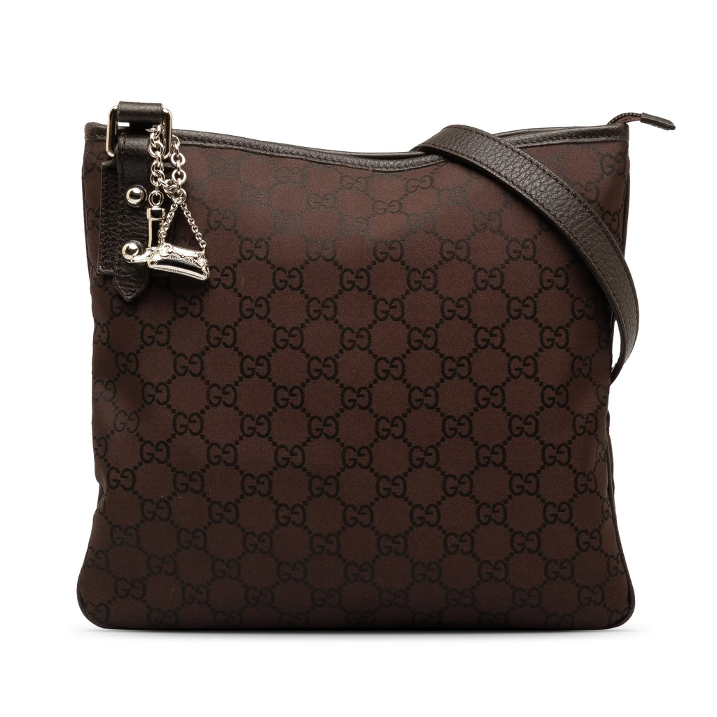 Pre-Owned Authenticated Gucci GG Jolicoeur Crossbody Nylon Fabric Brown Crossbody Bag Unisex (Good)