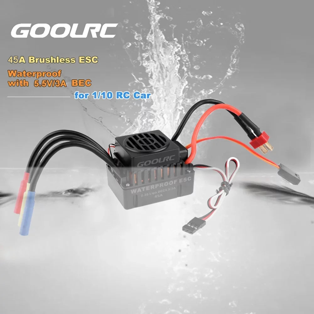 GoolRC Upgrade Waterproof F540 4370KV Brushless Motor with 45A ESC Combo Set for 110 Car Truck