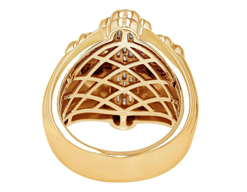 Baguette Cross 1.05 CT Diamond Pinky Ring Gold 25MM S10