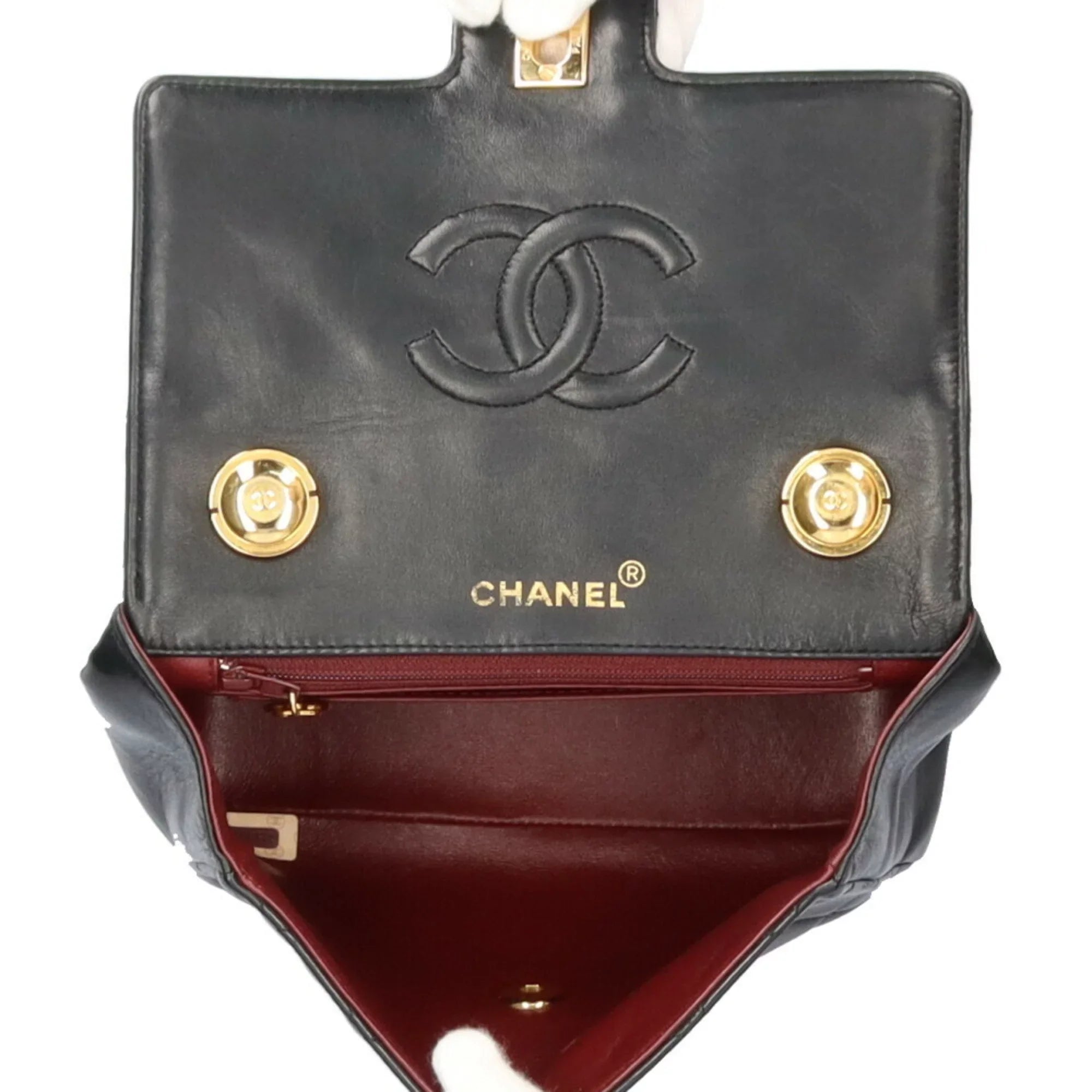 Pre-Owned Chanel matelasse handbag lambskin black ladies CHANEL (Good)