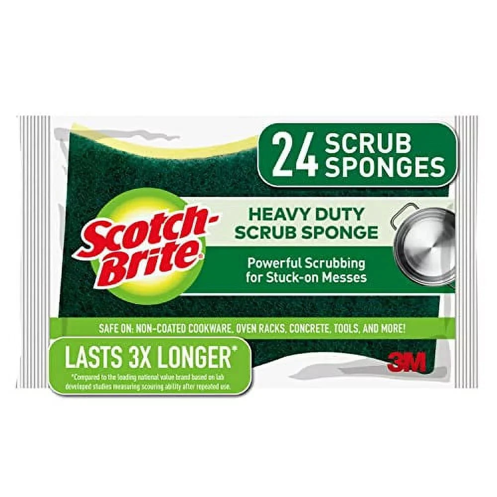 Scotch-Brite Heavy Duty Scrub Sponges, For Washing Dishes and Cleaning Kitchen, 24 Scrub Sponges