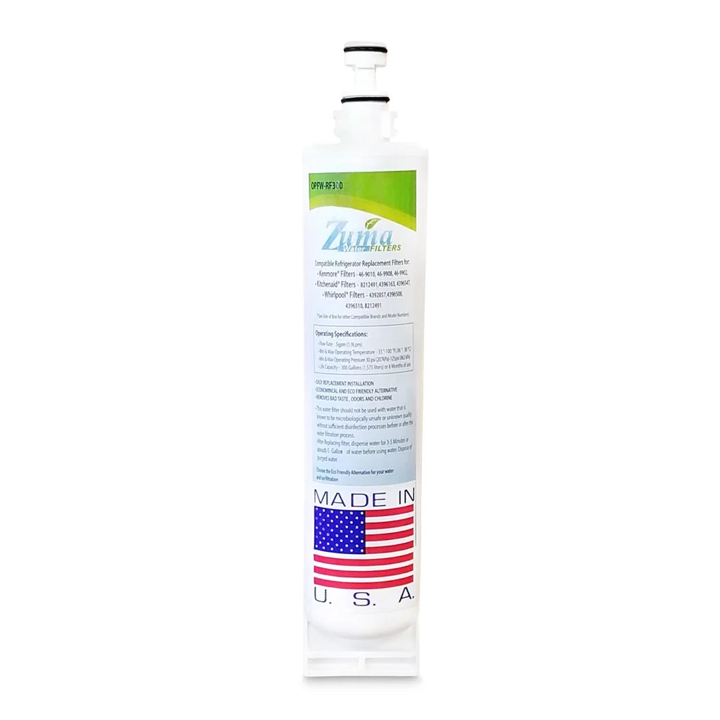 ZUMA Brand , Water and Ice Filter , Model # OPFW-RF300 , Fitting with Whirlpool® 4396510 - 1585 - Made in U.S.A.