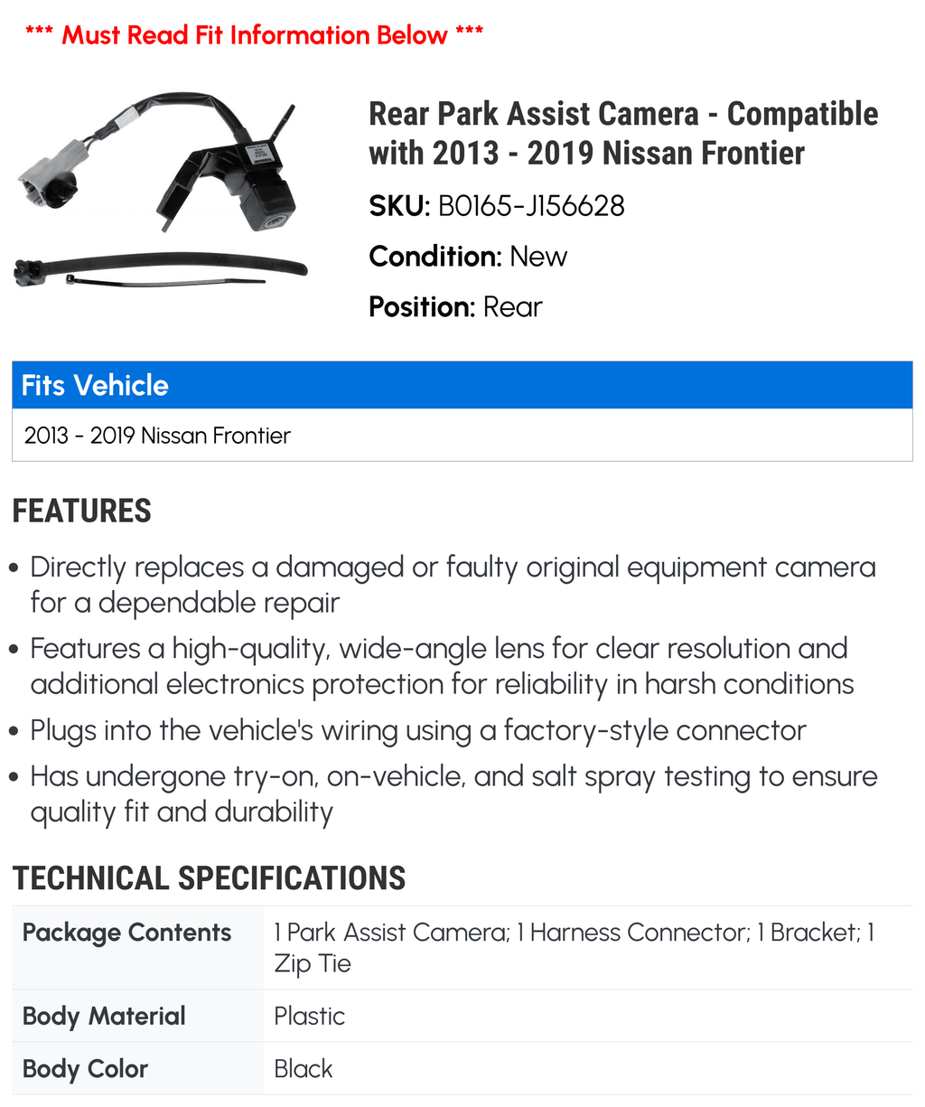 Rear Park Assist Camera - Matching with 2013 - 2019 Nissan Frontier 2014 2015 2016 2017 2018