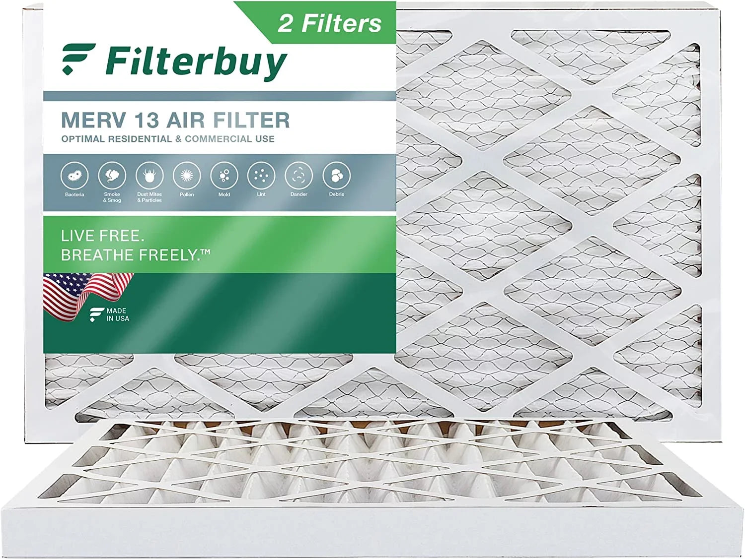 Filterbuy 8x24x2 MERV 13 Pleated HVAC AC Furnace Air Filters (2-Pack)