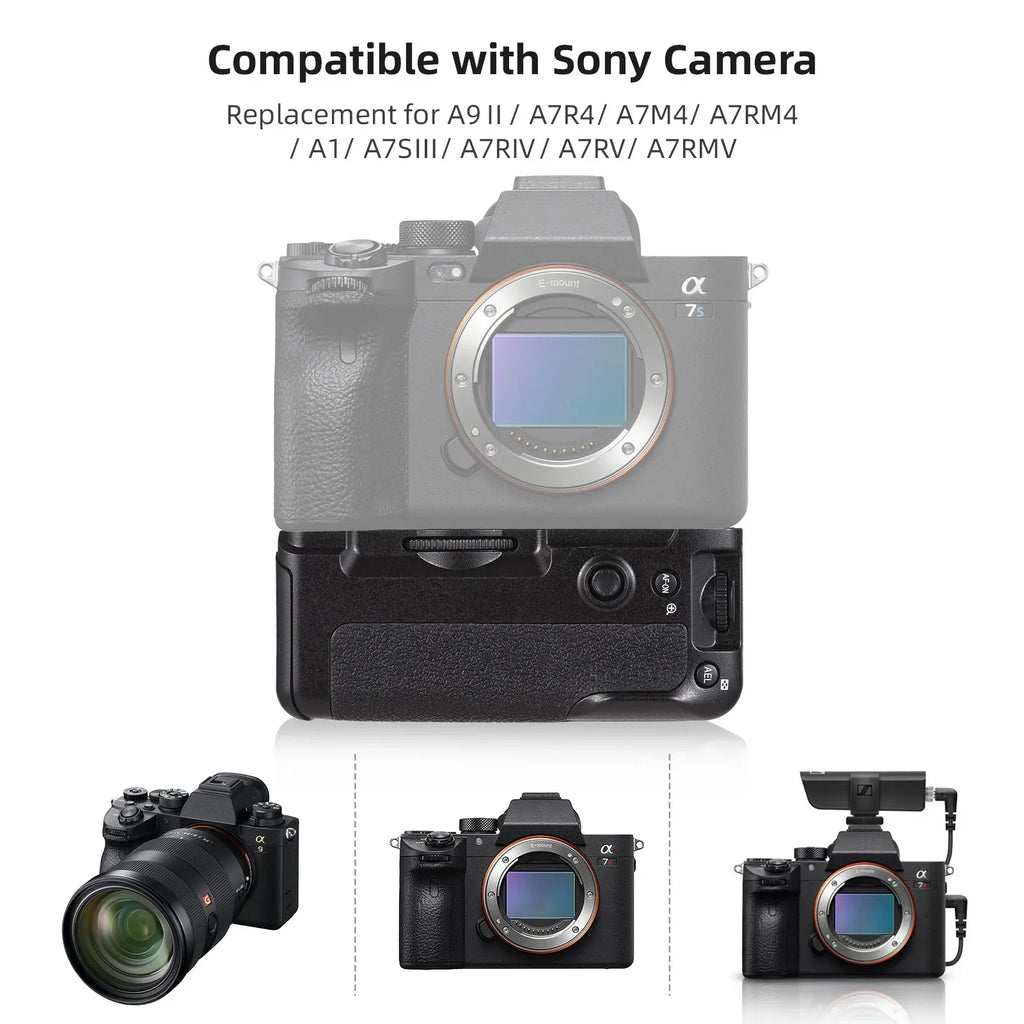 Carevas Grip Holder,Dual Battery Suitable A7rm4/ / A7siii/ A7r4/ A7m4/ A7rm4/ With A9ii/ A7r4/ A7riv/ A7rv/ A7rmv Battery Suitable With A7m4/ A7rm4/ / Suitable With A9ii/ A7siii/ A7riv/ A7rv/
