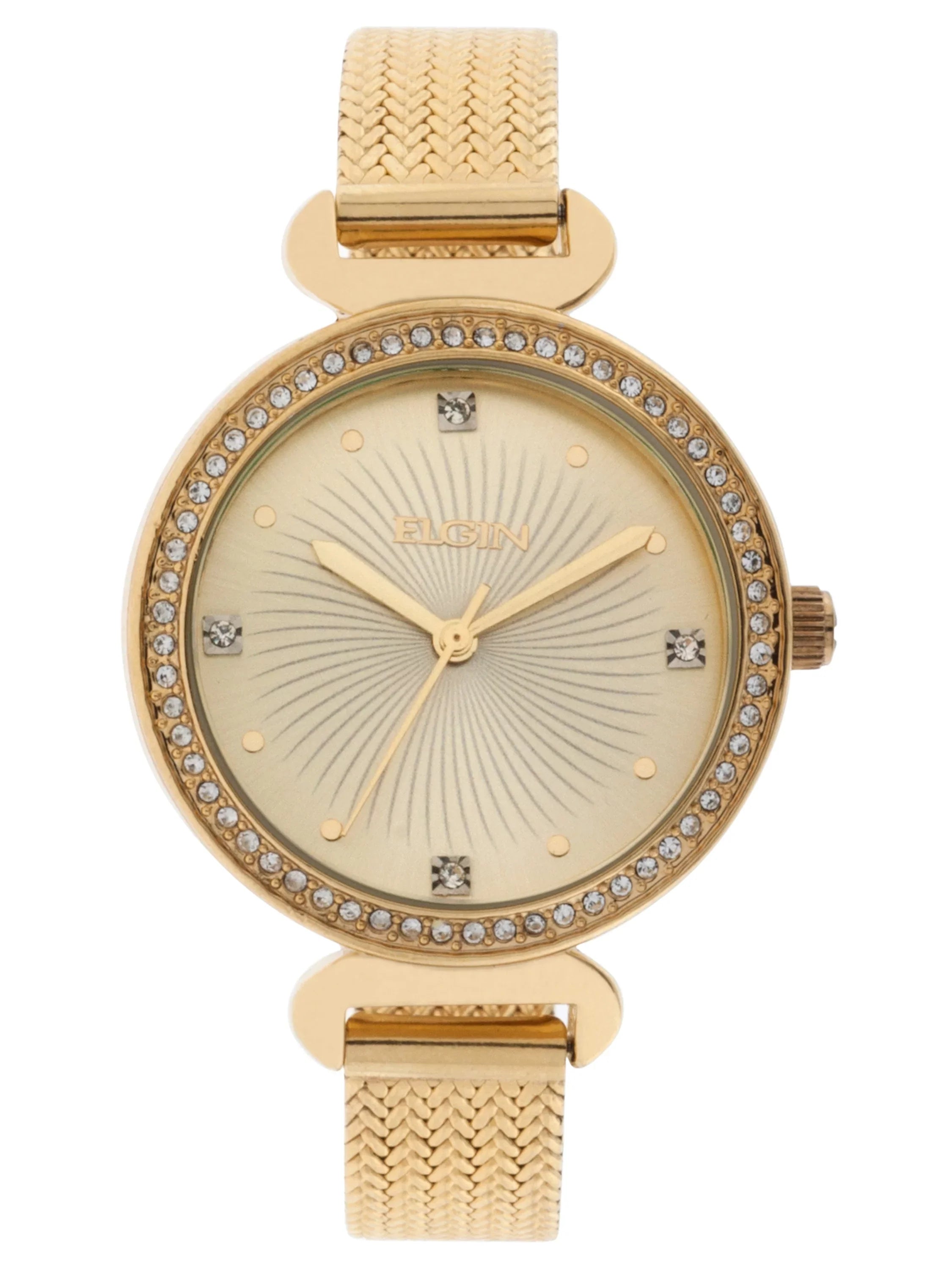 Elgin Adult Woman's Gold-Tone Analog Watch with Sunray Dial - EG1610011