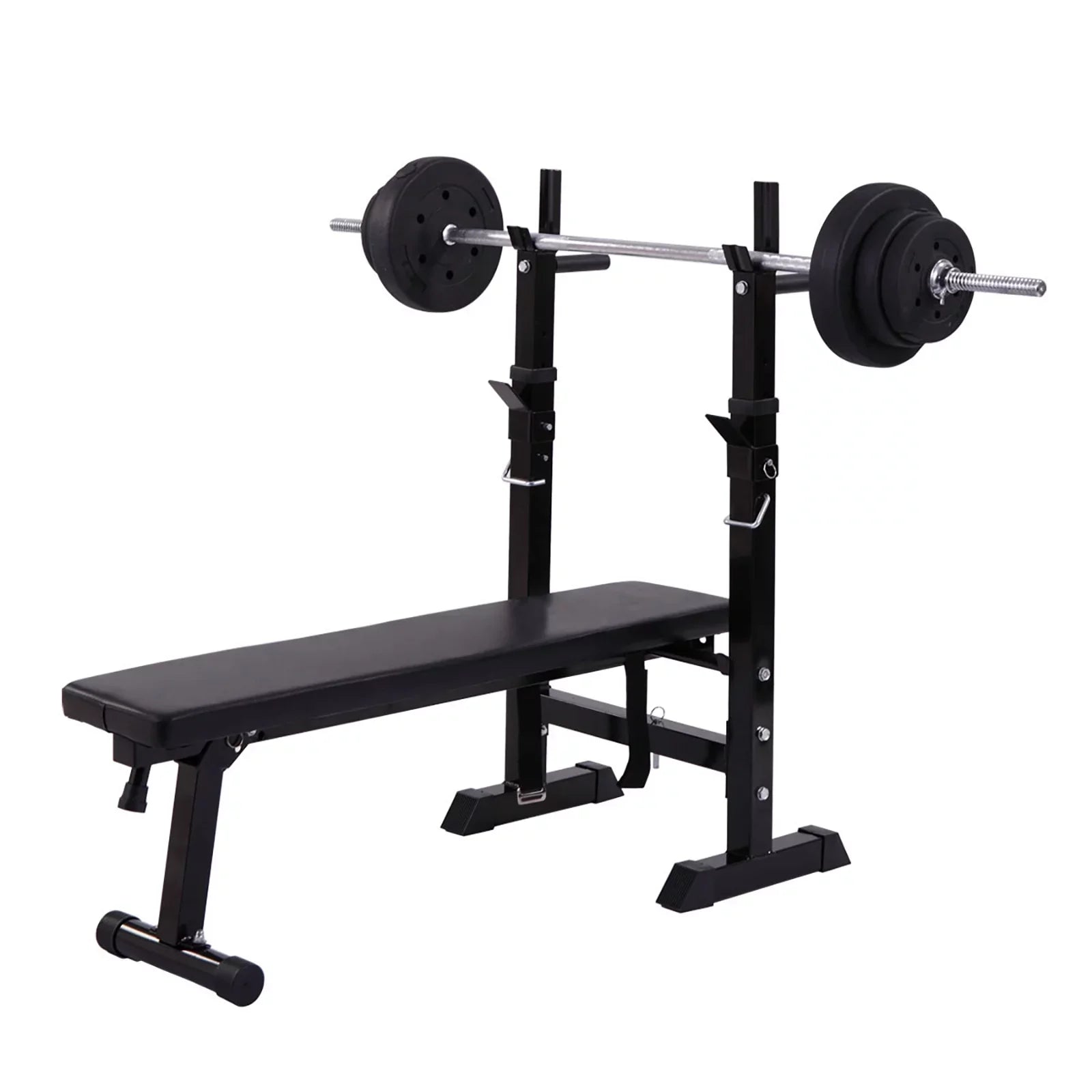 Andoer Adjustable Folding Multifunctional Workout Station, Red and Black, Squat Rack Included