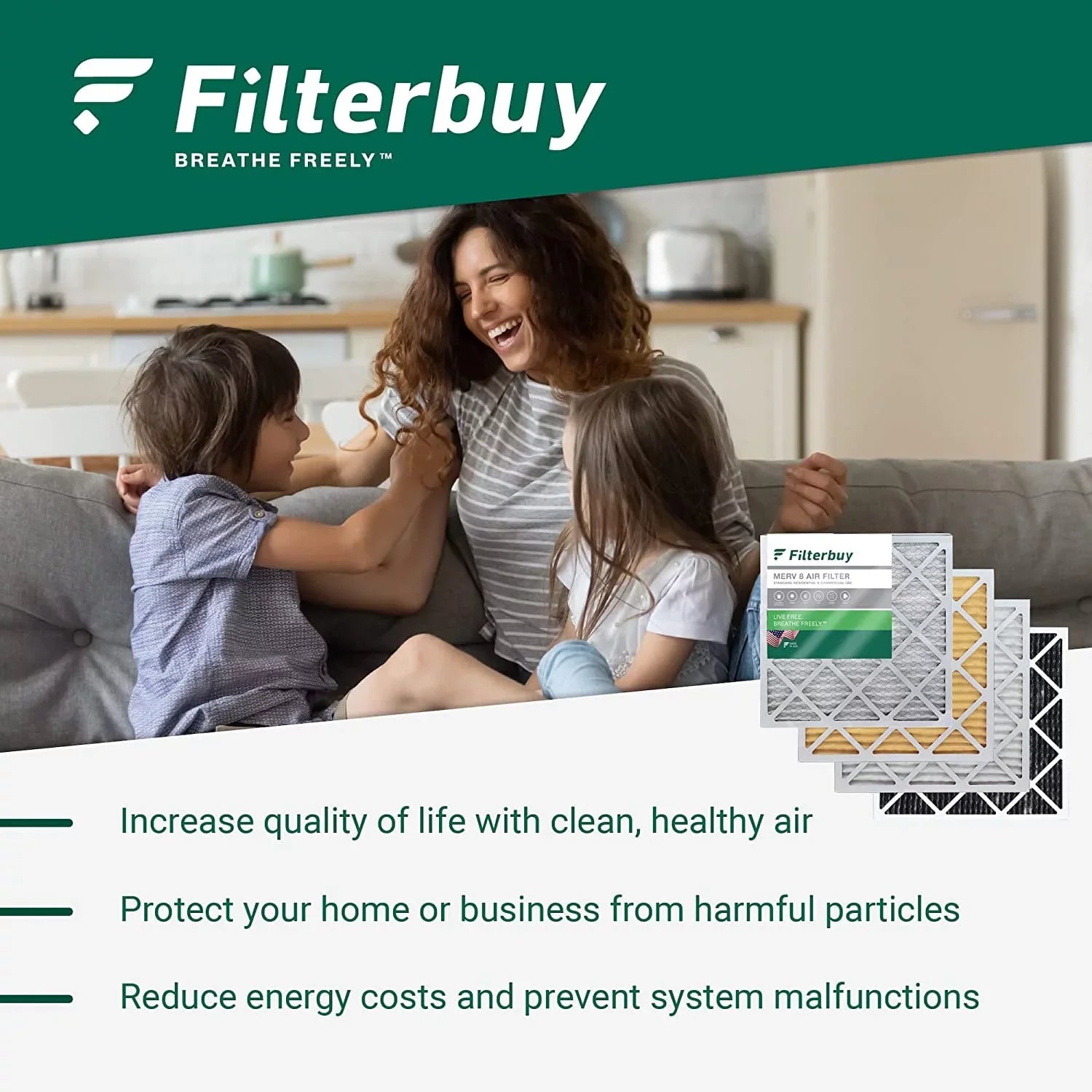 Filterbuy 8x24x2 MERV 13 Pleated HVAC AC Furnace Air Filters (12-Pack)