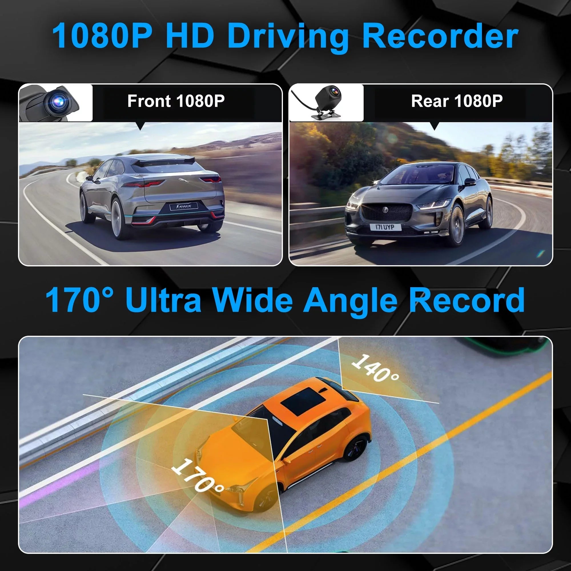 Car Rear View Mirror Camera, TSV 1080P Dash Cam Backup Camera, Dual Driving Recorder with Night Vision, G-Sensor, IPS Touch Screen
