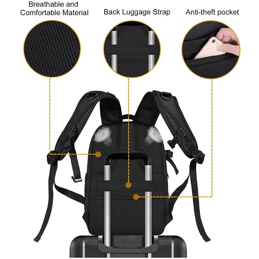 Mosiso Camera Backpack for Canon/Nikon/Sony/DJI Mavic Drone, DSLR/SLR/Mirrorless Photography Camera Bag Waterproof Hardshell Protective Case with Tripod Holder&Laptop Compartment, Black