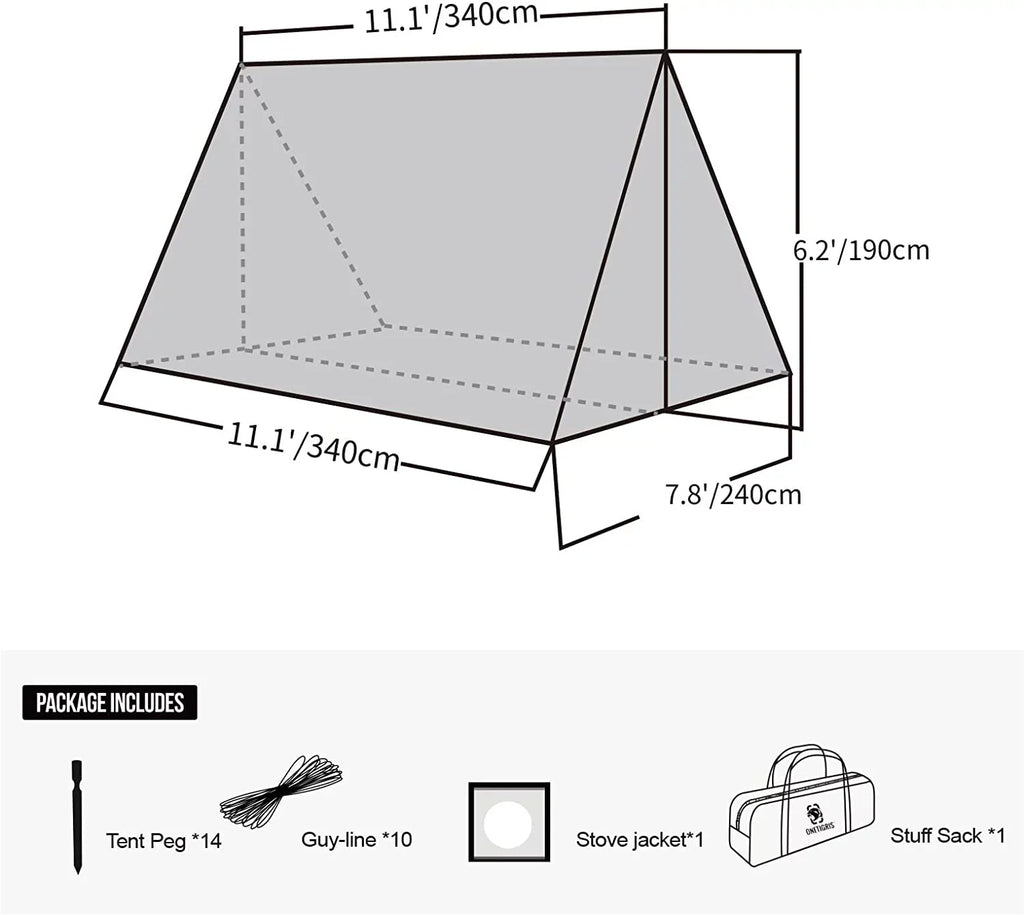 YUNWEN ROCDOMUS Hammock Hot Tent with Stove Jack, Versatile Lightweight Waterproof Camping Tarp with Zippered Tent Bag, PU3000mm 4 Season Tent for Stove