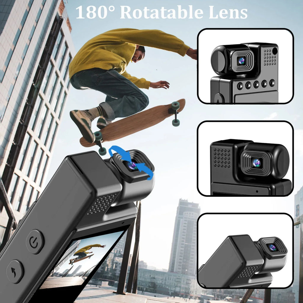 GoolRC Body Camera with Audio and Video Recording, 180°Lens Rotatable, 6 Hour Battery Life, WiFi, 1.3in TFT Screen, Night Vision Document Your Day