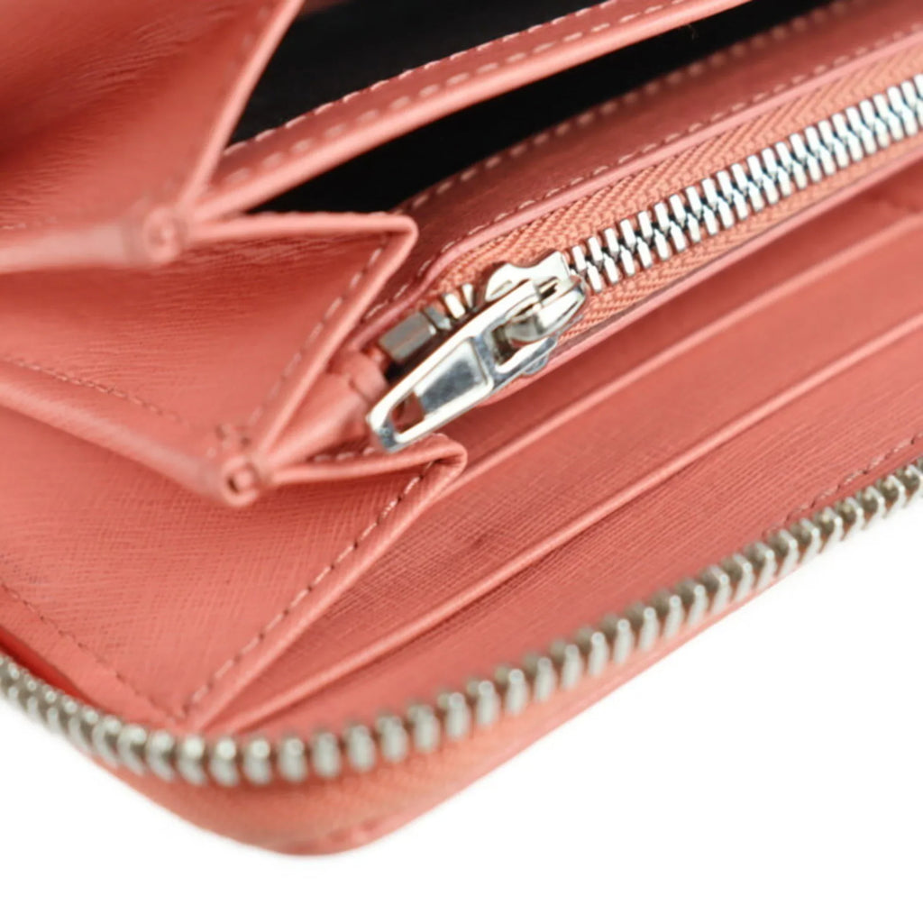 Pre-Owned BALENCIAGA Balenciaga essential long wallet 519641 leather salmon pink round zipper (Good)