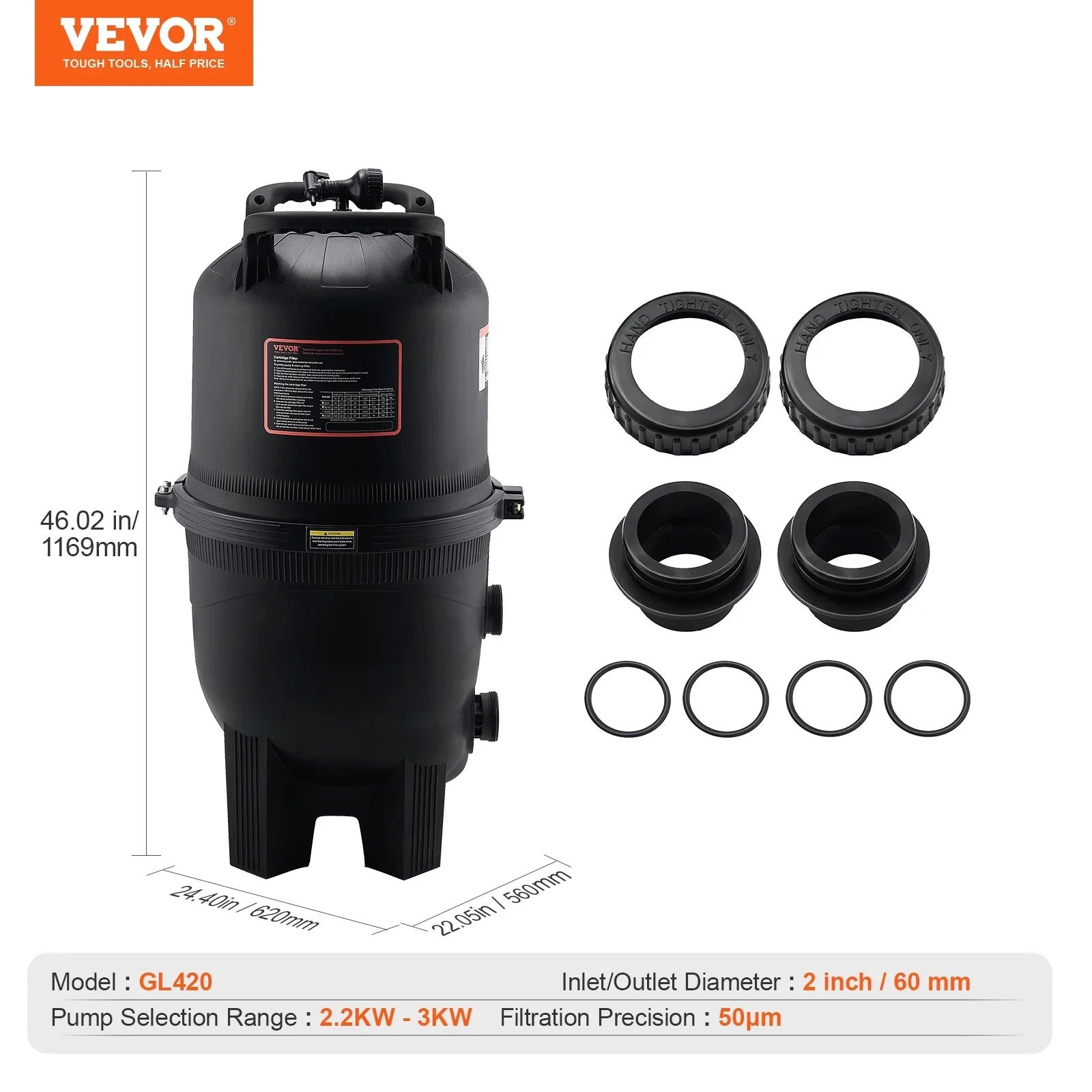SKYSHALO 425Sq.Ft Pool Cartridge Filter In/Above Ground Swimming Pool Filtration