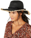 INC International Concepts Women’s Twisted Straw & Rope Detail Floppy Hats, Black
