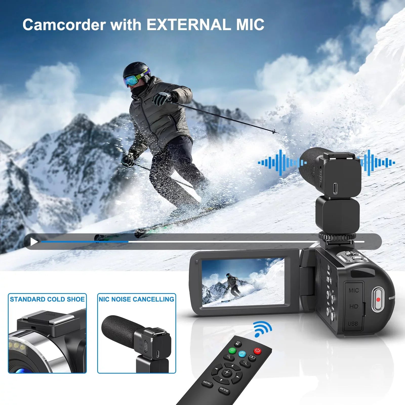 MARVUE 8K Video Camera 64MP 18X Digital Camera Video Camera for Youtube 3.0 inch Flip Screen Camcorder Vlogging Camera with 32GB SD Card, 2.4G Remote Control, Two Batteries and External Mic
