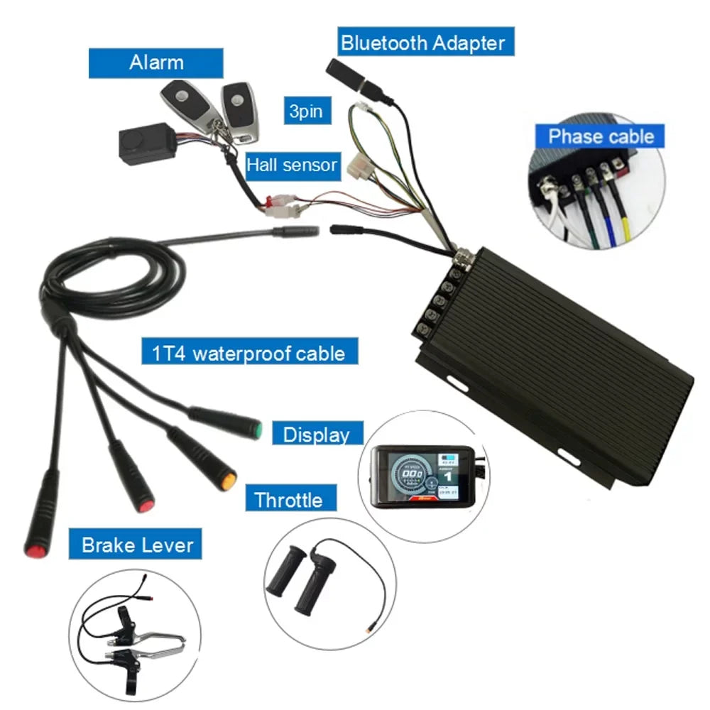 Big Power All Waterproof 150mm Dropout 21inch QS V3 72V 5000W 3.5T Hub Drive Ebike Conversion Kit with 100A Sabvoton Controller and 90/90 Tire