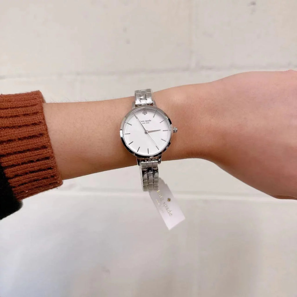 kate spade KSW9001 new york metro three-hand metal watch