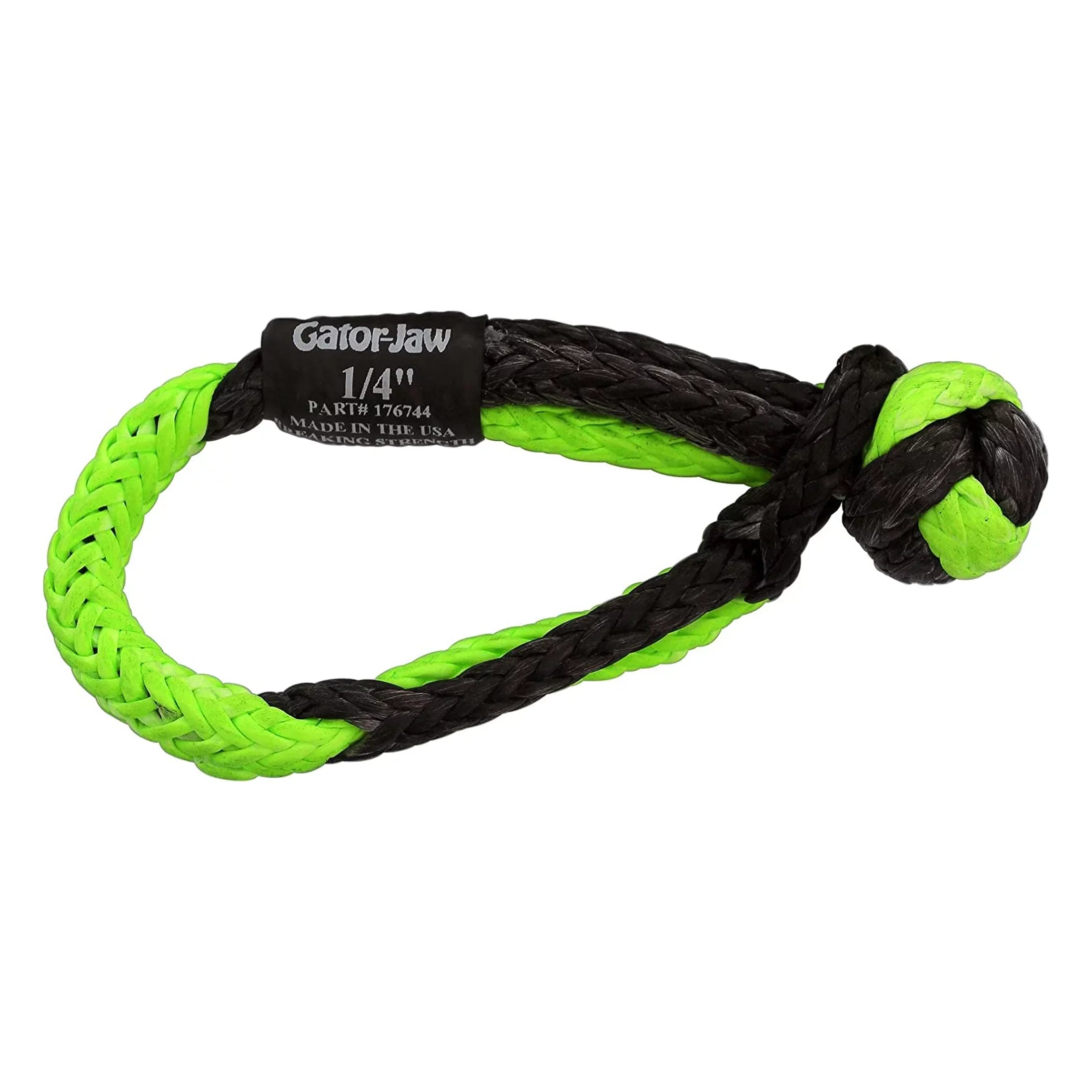 Bubba Rope 176744 Synthetic Shackle Mini Gator-Jaw 1/4" Breaking Strength of 11,000 lb. with Plasma in Green and Black, Perfect for ATV, UTV, Personal Water Craft and Power Sport Equipment – PAIR (2)