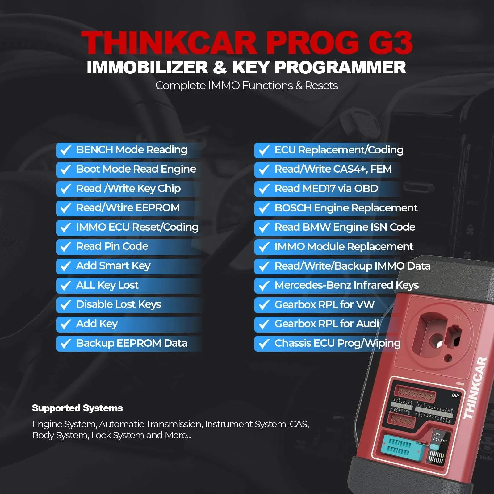 THINKCAR PRO G3 - Professional Immobilizer, Key Programmer and Automotive Diagnostic Equipment