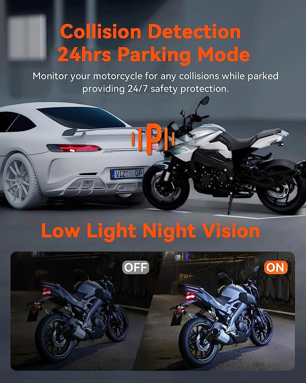 Vantrue F1 Motorcycle 4K Dashcam (4K + 1080P) GPS | WiFi | Parking Mode (No SD Card)