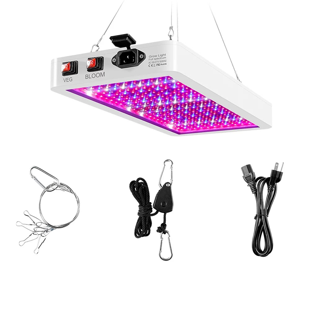 Aibecy Dual Switch LED Grow Light 2000W for Indoor Plants Full Spectrum IP65 Waterproof Perfect for Seedlings Flowers Greenhouse