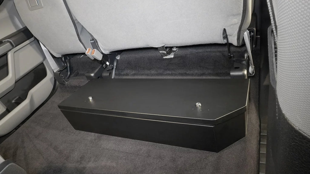 Tuffy Security Products 344-01 Under Seat Lockbox - 2/3 Length; Black; 2015-Current Ford F150 SuperCrew, 2017-Current Ford SuperDuty SuperCrew