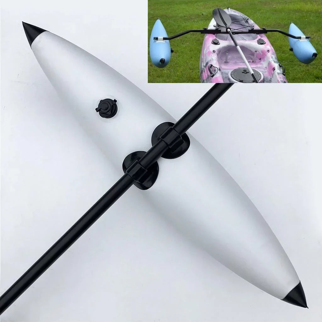 Premium PVC Kayak Canoe Fishing Standing Beginners Inflatable Outrigger / Stabilizer Water Buoyant Float Gear Equipment White