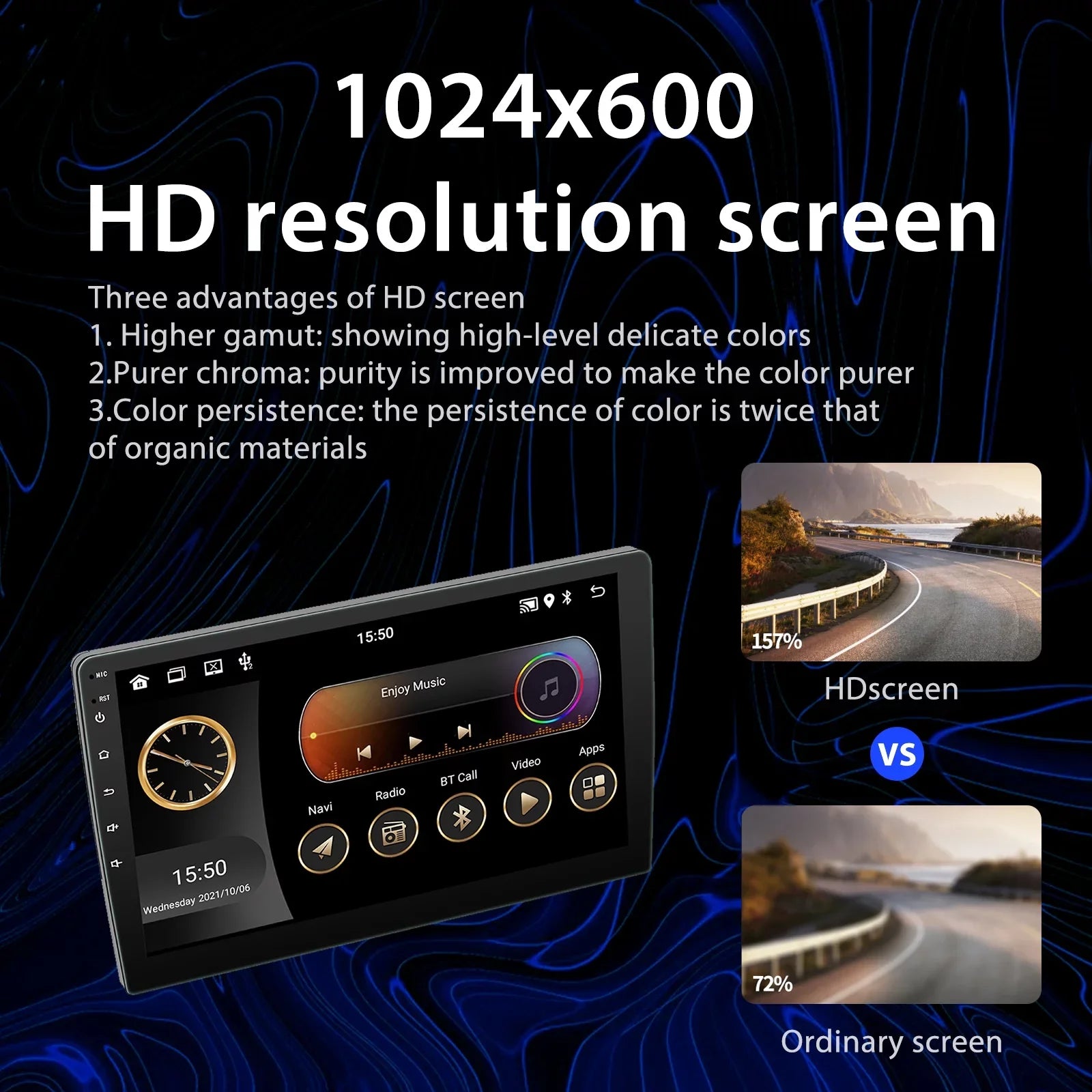 Double Din Car Stereo Radio 10'' Touch Screen Carplay Universal Car Multimedia Player with Bluetooth FM Radio Receiver Mirror Link（1+16G）
