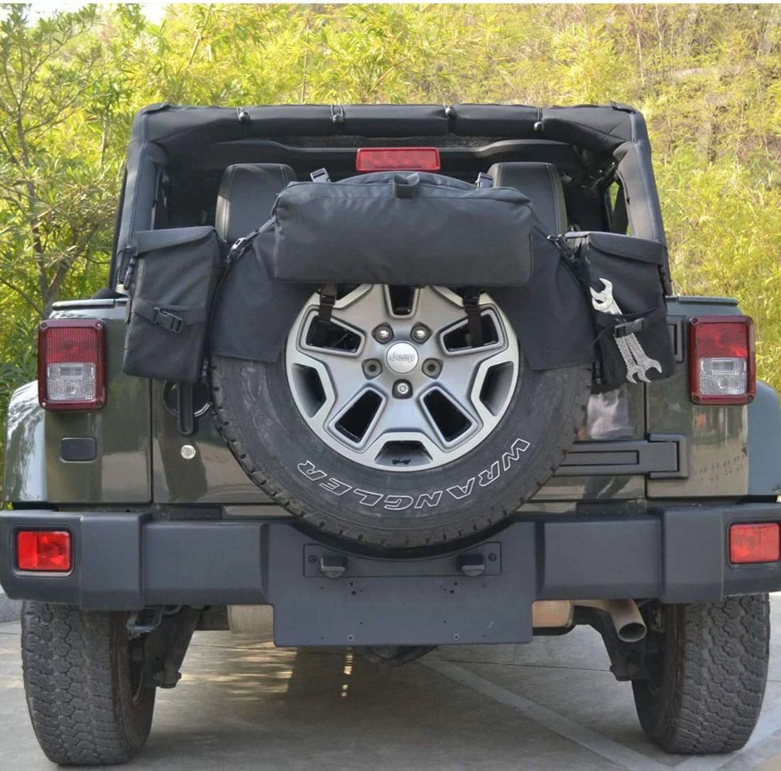 iFJF Spare Tire Trash Bag Camping Gear Cargo Organizer Bags fit 35" Tire for Wrangler TJ JK JKU JL JLU JT Trucks SUV RV Off-Road Outdoor and Tools Organizer
