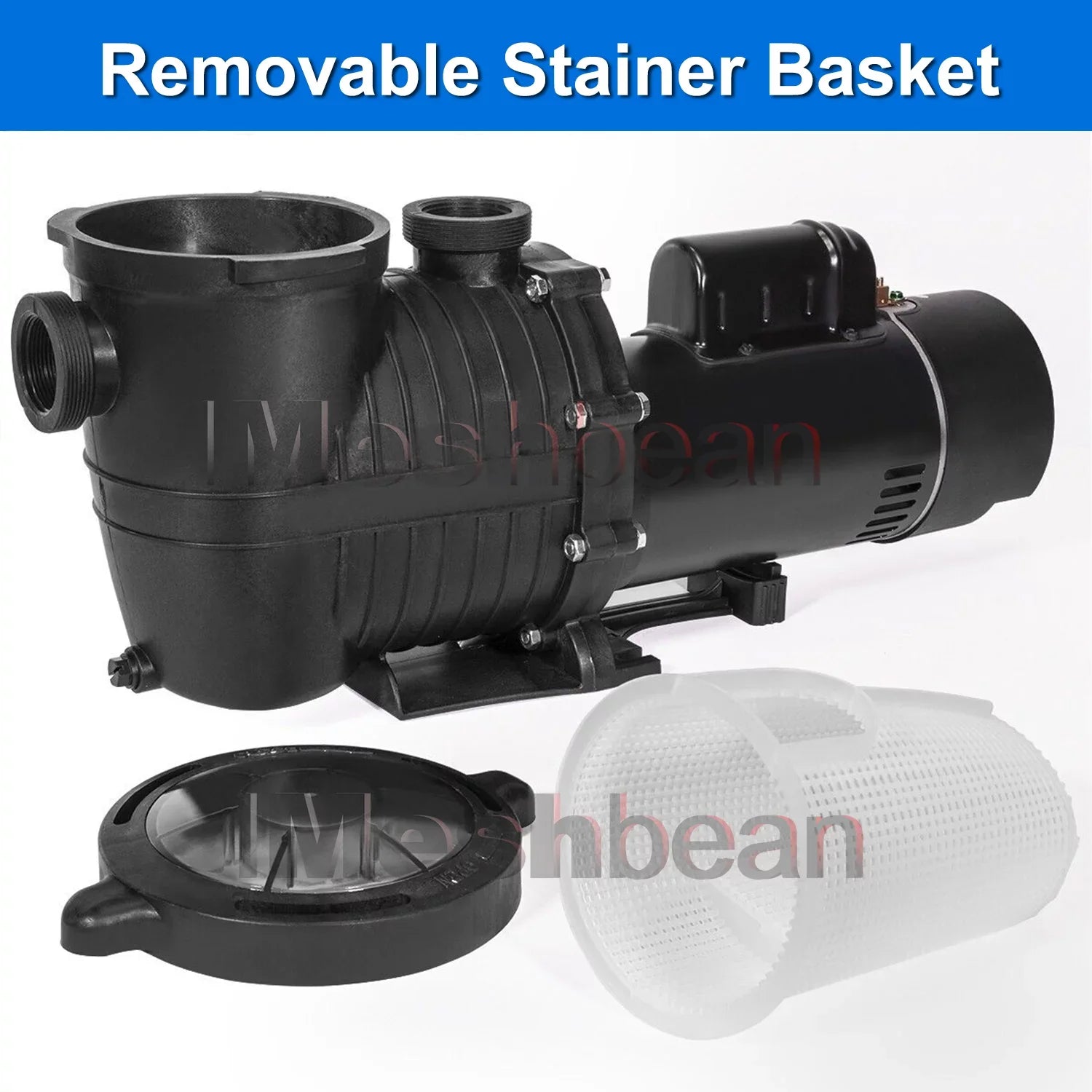 iMeshbean In-ground Swimming Pool Pump, 1.5HP Motor 110V-230V, 6000GPH, Head Max 69FT, for Above Ground Swimming Pool and Inground Pool Water Circulation, w/ Strainer Basket
