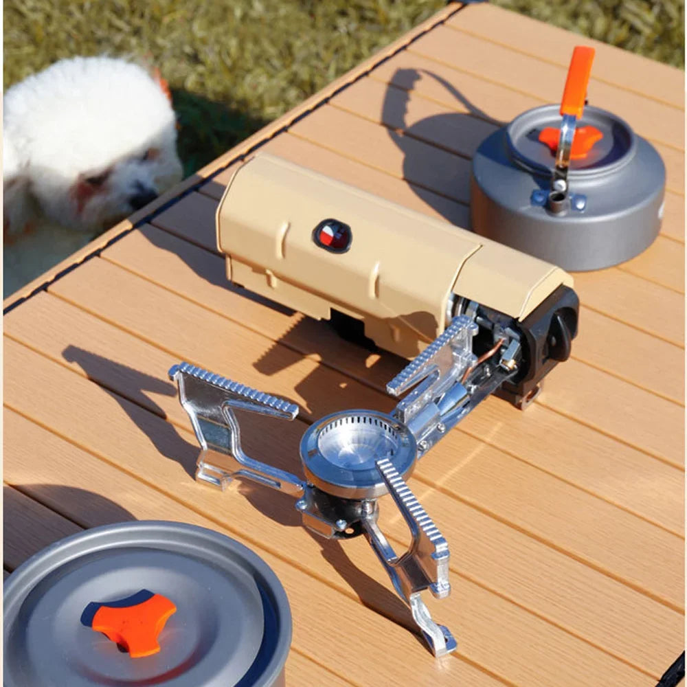 Apexeon Portable Folding Camp Gases Butane Stove 2600W - Electronic Ignition, Carrying Bag - Essential for Cooking Camping Pincnic Backpacking Hiking
