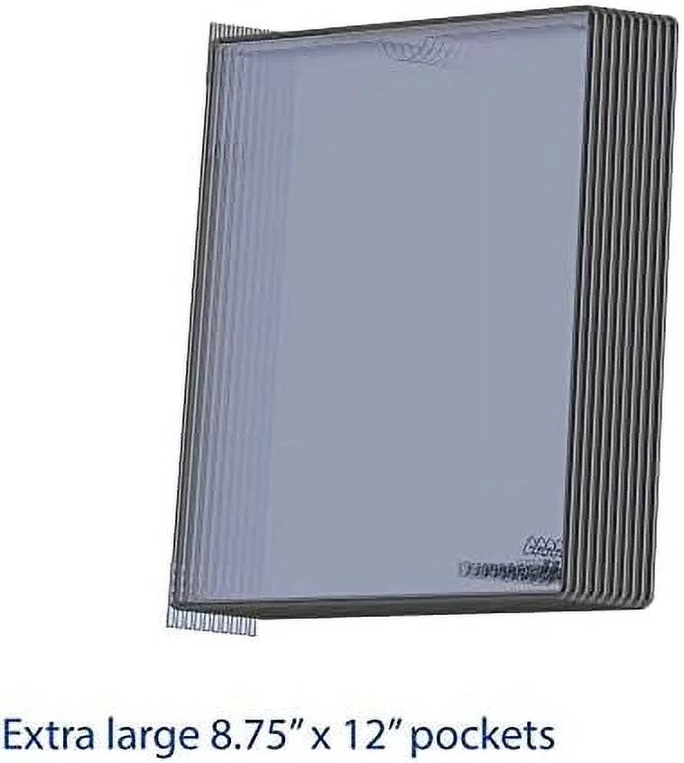Djois Wall Mounted Reference And Display System, 10 Universal-Size Pockets, Double-Sided Viewing, Black Outer Frame, Professional PRO Series Model (TP920307)