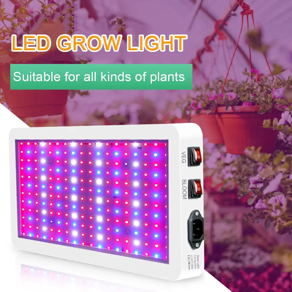 Aibecy Dual Switch LED Grow Light 2000W for Indoor Plants Full Spectrum IP65 Waterproof Perfect for Seedlings Flowers Greenhouse
