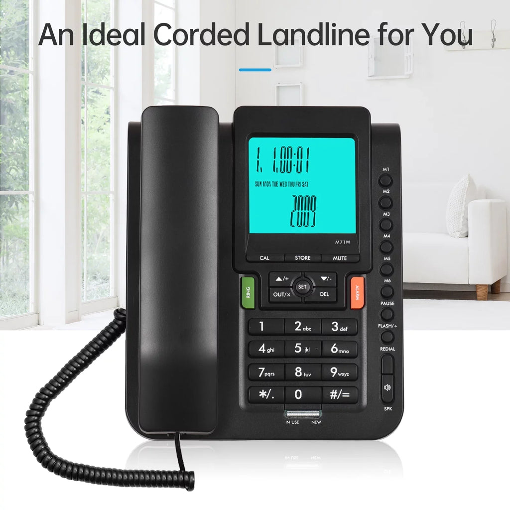 Black Bisofice Landline Phone with Hands Free, Redial, and Speed Dial for Business Hotel