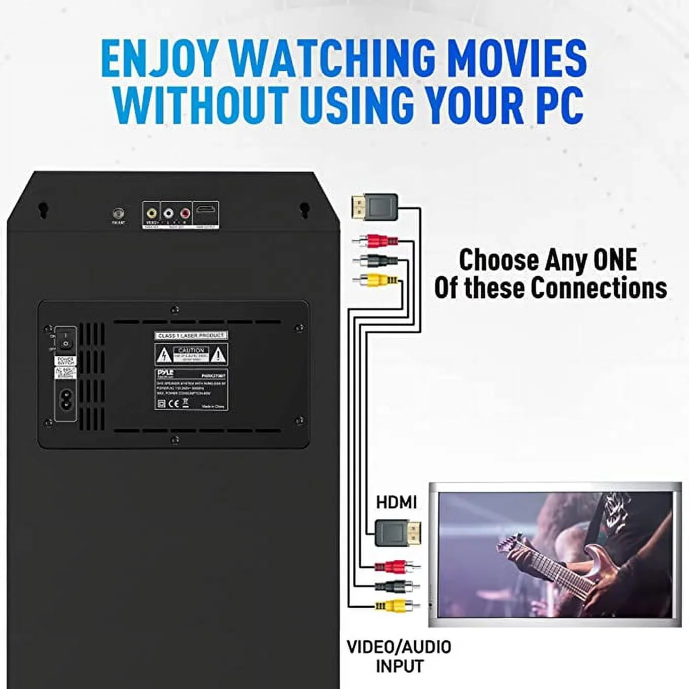 Pyle Karaoke Vibe PA Bluetooth Audio VIDEO/DVD Speaker System 800W Multimedia CD/DVD Player for TV