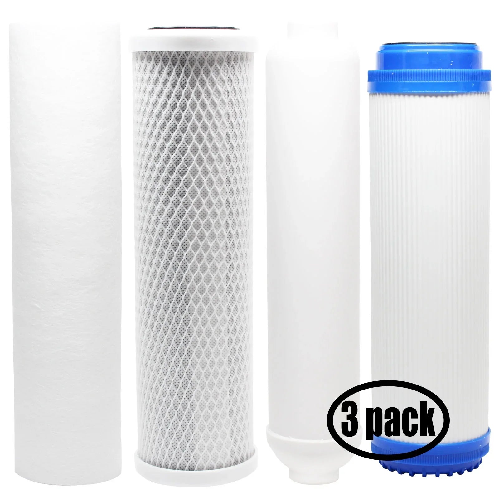 3-Pack Replacement for Filter Kit for MaxWater 101087 RO System - Includes Carbon Block Filter, PP Sediment Filter, GAC Filter & Inline Filter Cartridge - Denali Pure Brand