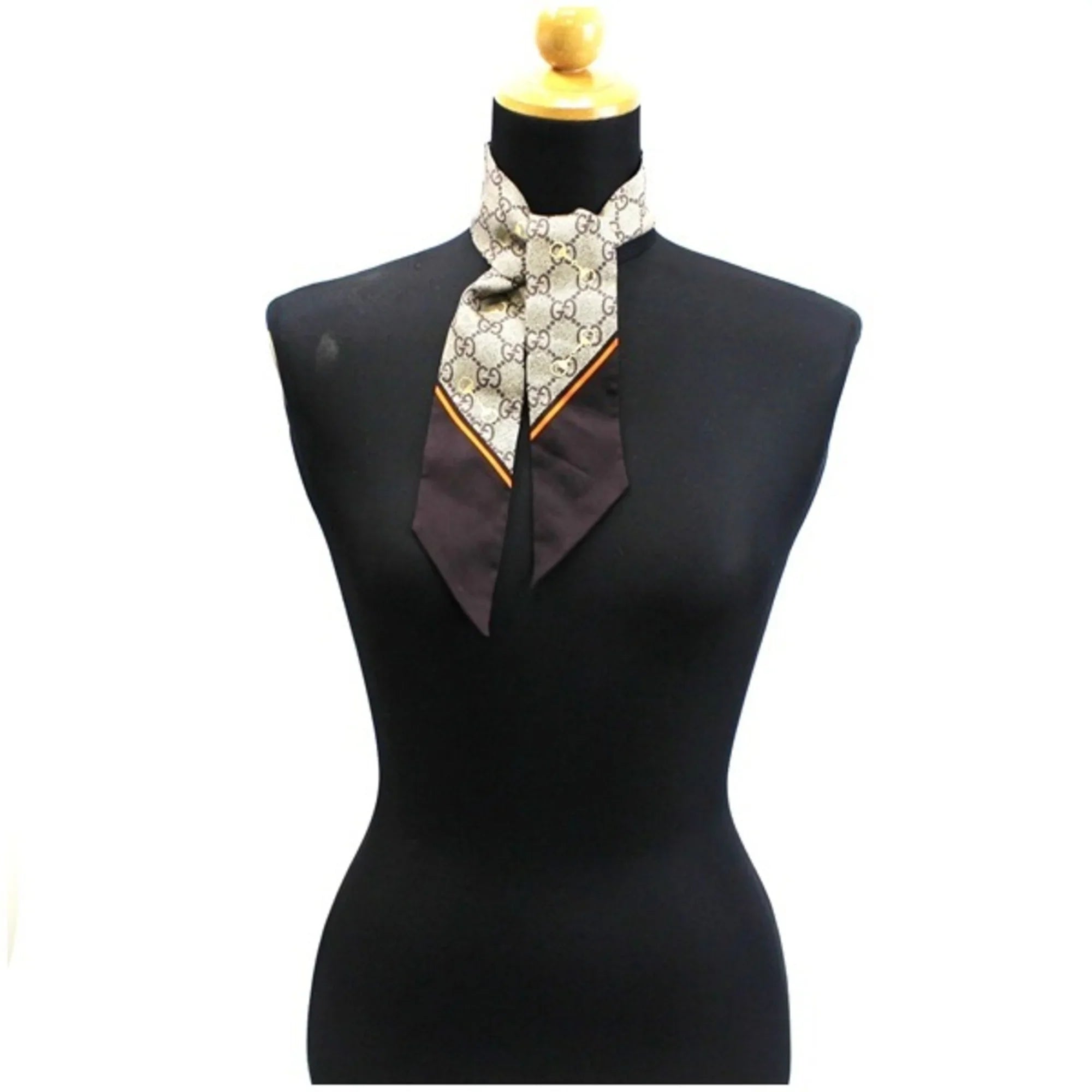 Pre-Owned Gucci Ponytail Scarf Muffler Silk Pattern GG Beige x Dark Brown 663719 3G001 2276 GUCCI Ladies Paper 2022 New Item (Good)