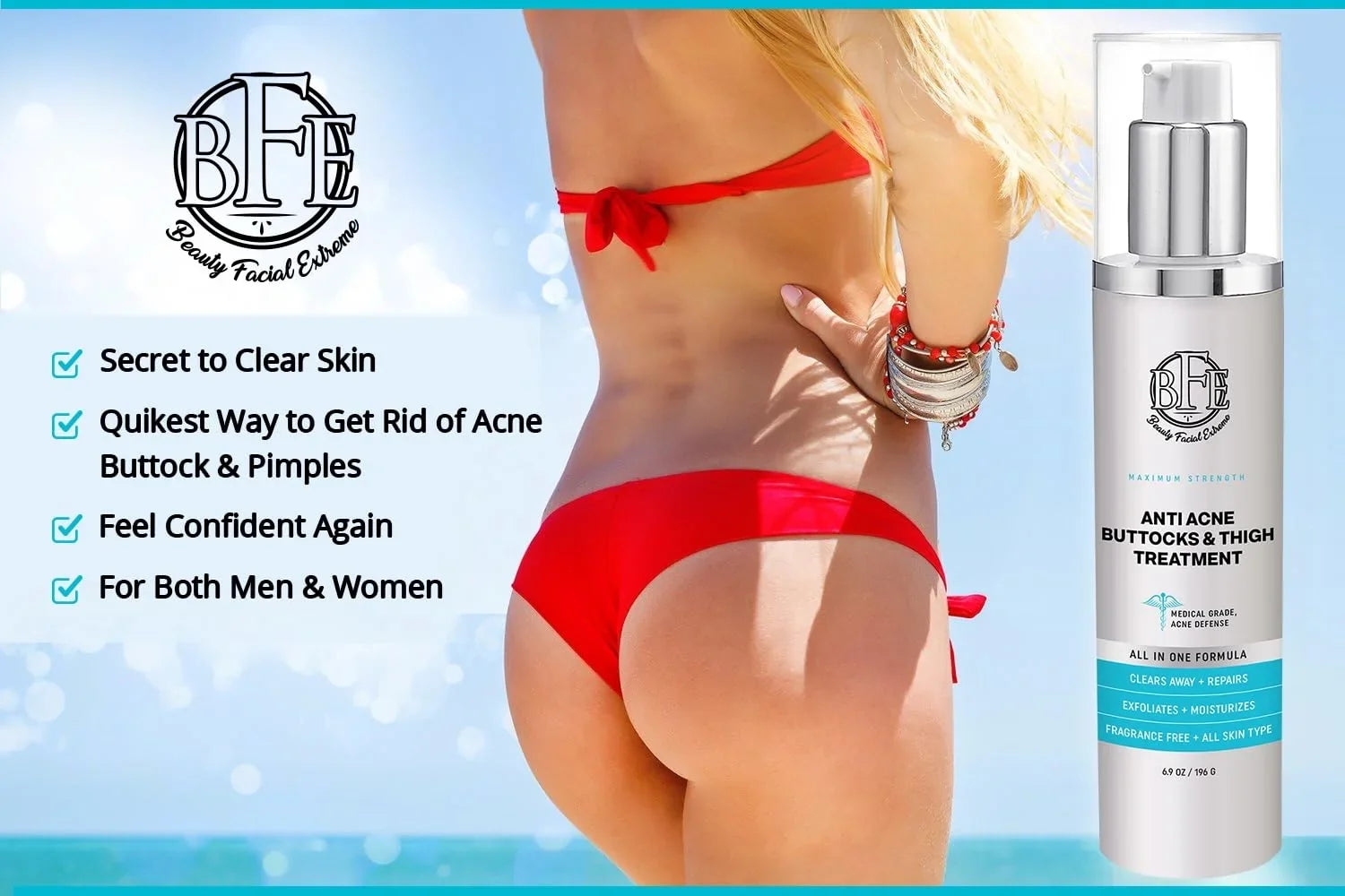 Anti-Acne Buttocks & Thigh Treatment- Clears Away Acne, Pimples, and Ingrown Hairs for the Buttocks and Thigh Area. Prevents Future Breakouts. 6.9 OZ