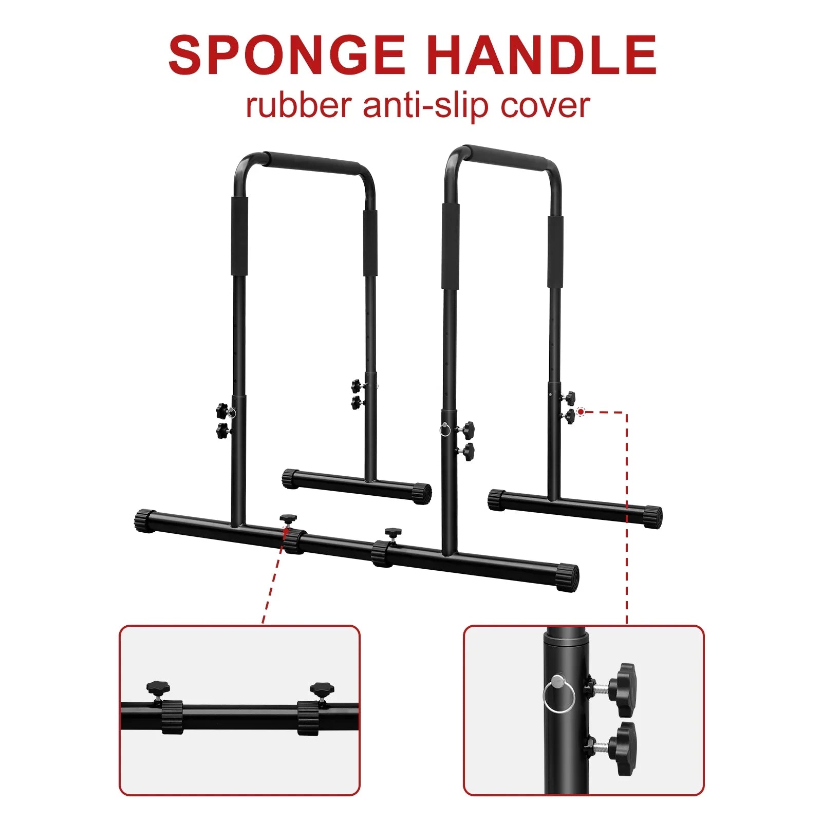 JOLLY JAUNTS Adjustable Dip Bar, Versatile High Strength Push Up Stand with Sponge Wrap, Easy Assembly Dip Station Functional for Rehabilitation Training, Sports Training