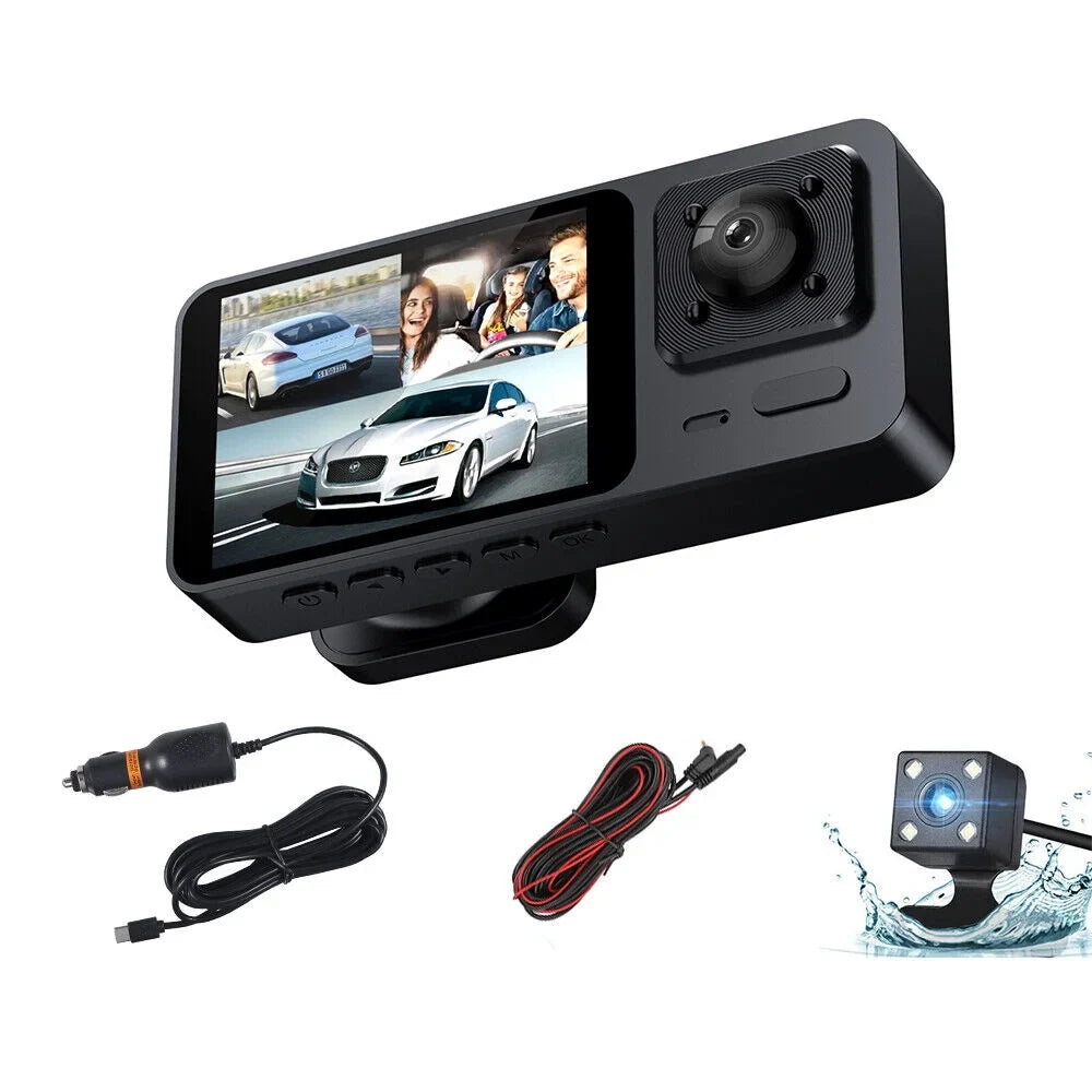 Onemayship 1080P 3 Lens Car DVR Dash Cam Front Rear Inside Camera Video Recorder G-Sensor