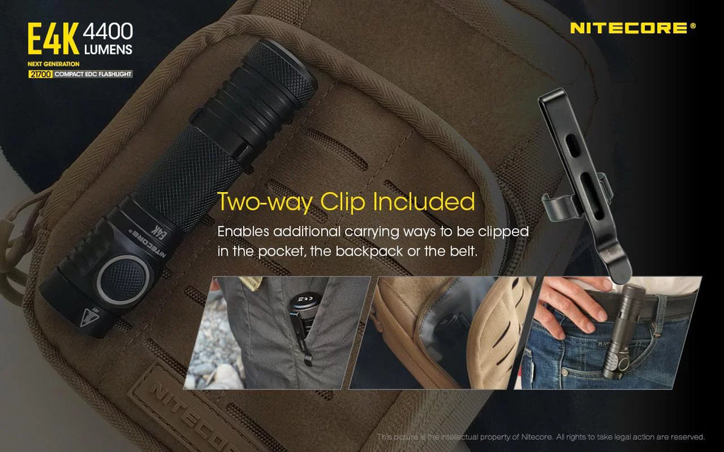 Combo: NITECORE E4K Next generation Flashlight - 4400Lm w/NL2140 and NL2150HPR Batteries +UI1 USB Charger and Eco-Sensa USB Cord