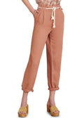 Veronica Beard Women's Mocha Karter Belted Linen-Cotton Pants, 12