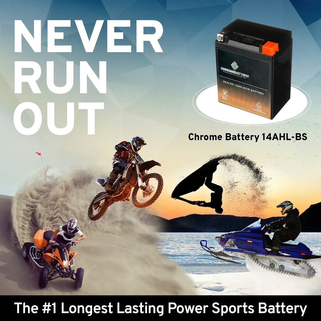 Chrome Battery YTX14AHL-BS (14AHL-BS 12 Volt,12 Ah, 210 CCA) Motorcycle Battery for Suzuki 750cc Gsx-r750 1988