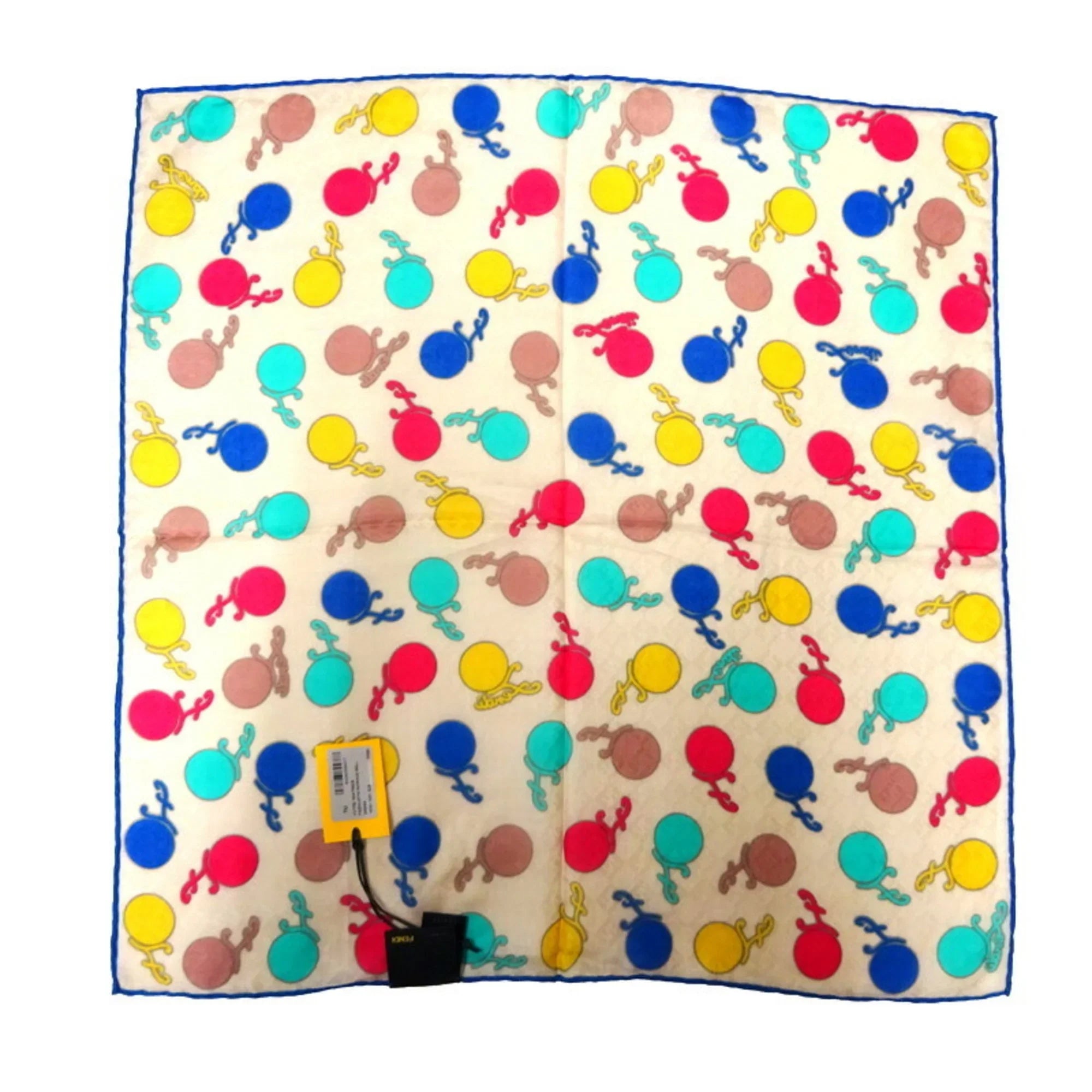 Pre-Owned Fendi Ball Pattern Bandana Women's Scarf Muffler FXT732 Cotton Beige/Multicolor (Good)