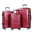 Traveling Luggage, 3pcs Hardside Luggage Set, 20"+24"+28" with TSA Lock, Red