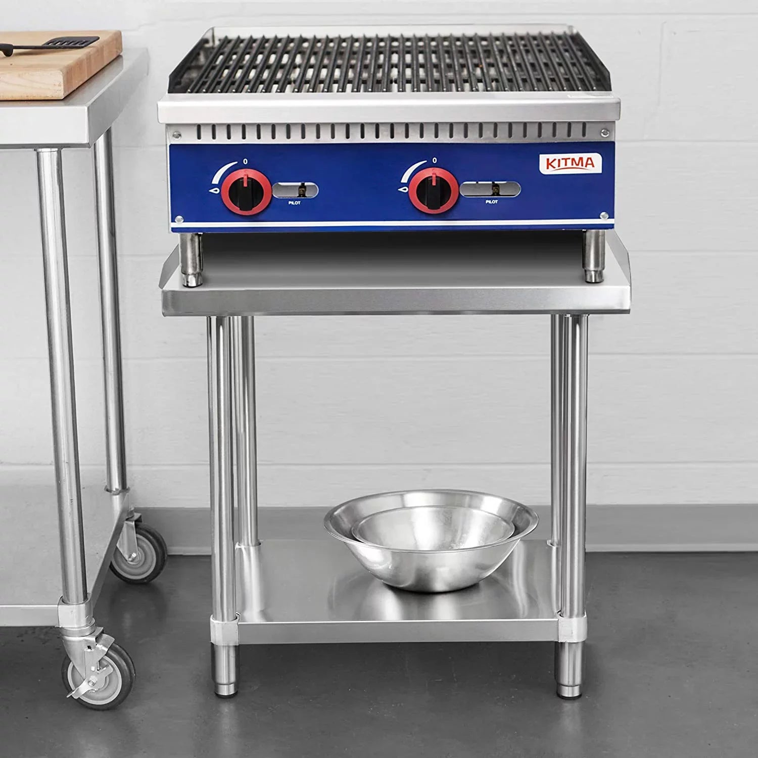 Stainless Steel Work Table - Kitchen & BBQ Table with Undershelf Workstation for Kitchen Home Restaurant Hotel-Heavy Duty Equipment Grill Stand - 24x28 Inches